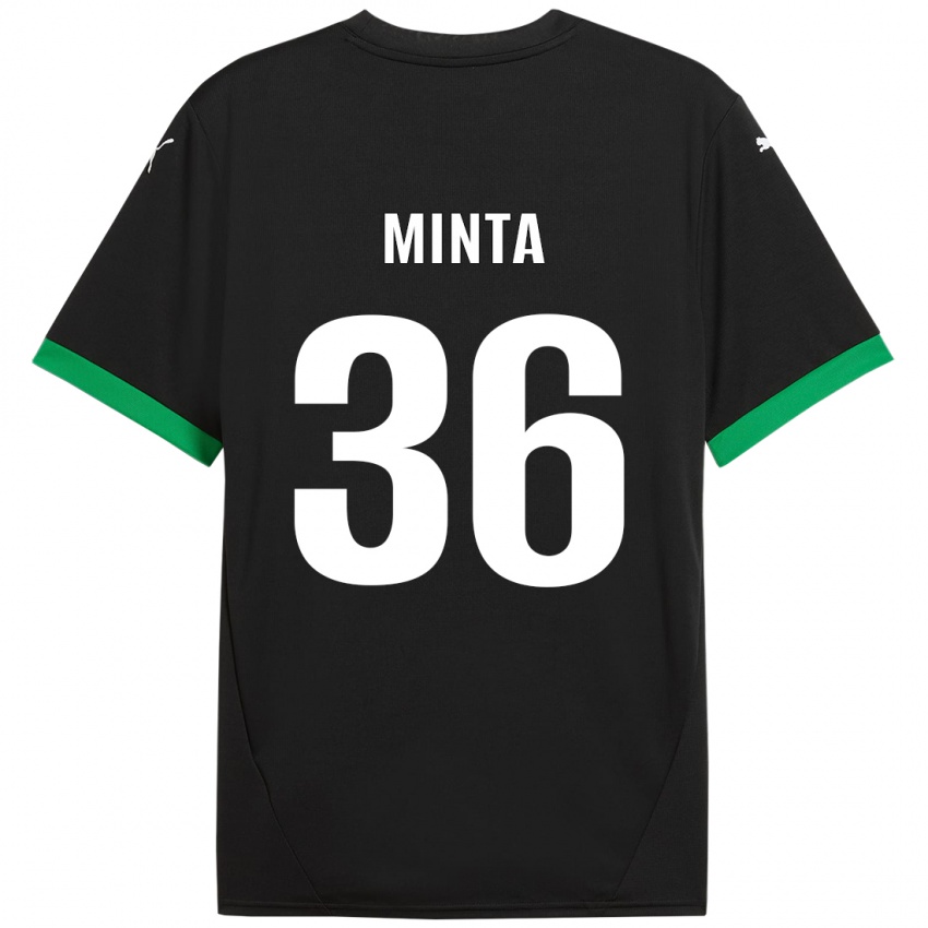 Kinder Amoako Minta #36 Schwarz Dunkelgrün Heimtrikot Trikot 2024/25 T-Shirt