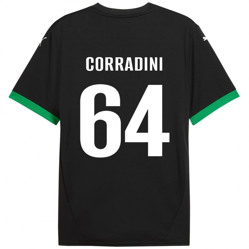 Kinder Francesco Corradini #64 Schwarz Dunkelgrün Heimtrikot Trikot 2024/25 T-Shirt