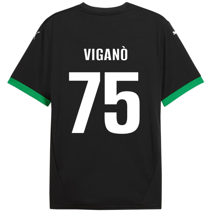 Kinder Lorenzo Viganò #75 Schwarz Dunkelgrün Heimtrikot Trikot 2024/25 T-Shirt