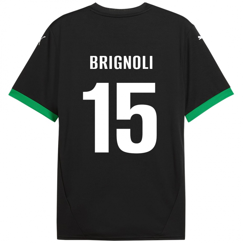 Kinder Benedetta Brignoli #15 Schwarz Dunkelgrün Heimtrikot Trikot 2024/25 T-Shirt