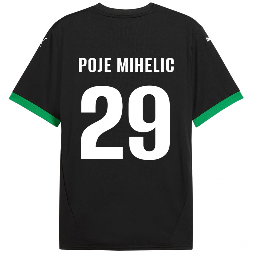 Kinder Naja Poje Mihelič #29 Schwarz Dunkelgrün Heimtrikot Trikot 2024/25 T-Shirt