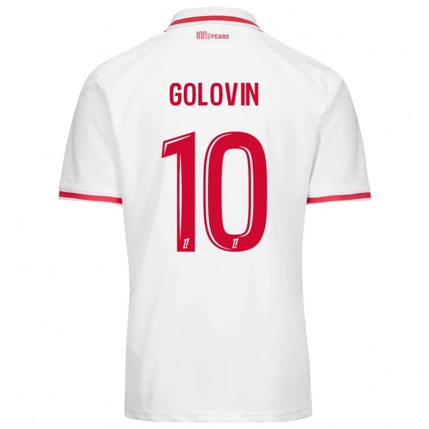 Kinder Aleksandr Golovin #10 Weiß Rot Heimtrikot Trikot 2024/25 T-Shirt