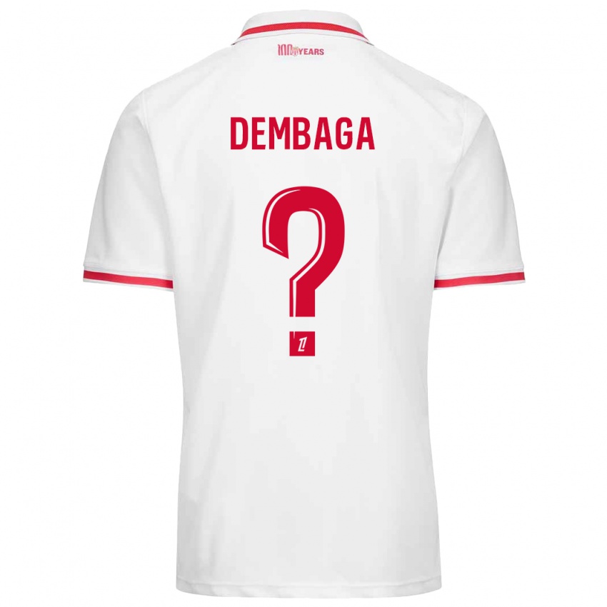 Kinder Boubakar Dembaga #0 Weiß Rot Heimtrikot Trikot 2024/25 T-Shirt