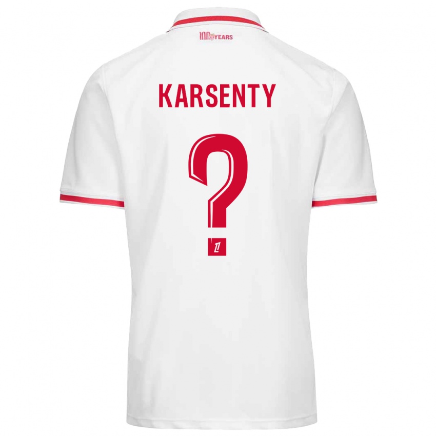 Kinder Kylian Karsenty #0 Weiß Rot Heimtrikot Trikot 2024/25 T-Shirt