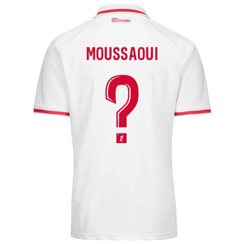 Kinder Wassim Moussaoui #0 Weiß Rot Heimtrikot Trikot 2024/25 T-Shirt