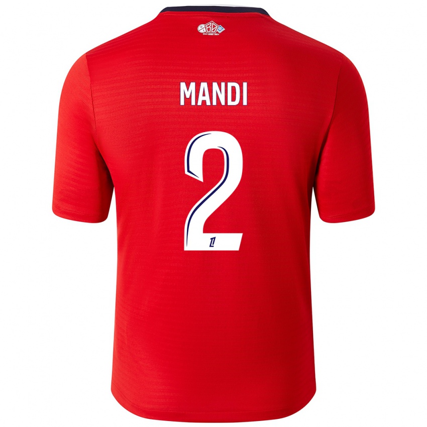 Kinder Aïssa Mandi #2 Rot Weiß Heimtrikot Trikot 2024/25 T-Shirt