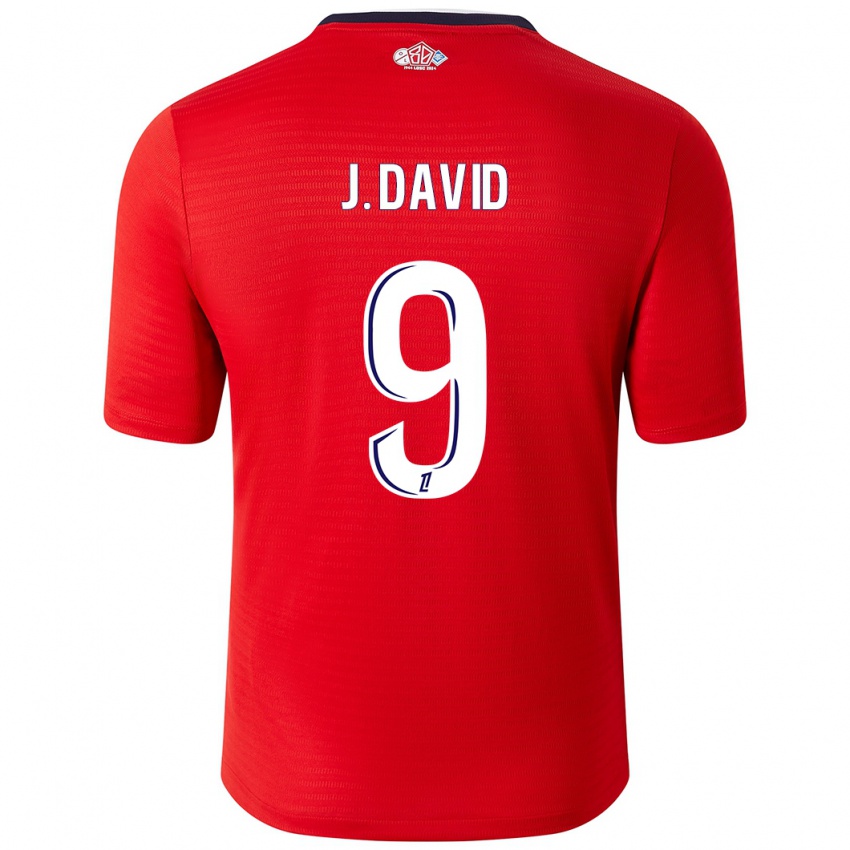 Kinder Jonathan David #9 Rot Weiß Heimtrikot Trikot 2024/25 T-Shirt