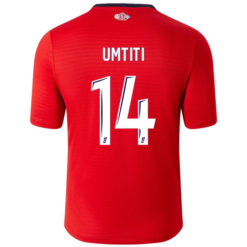 Kinder Samuel Umtiti #14 Rot Weiß Heimtrikot Trikot 2024/25 T-Shirt