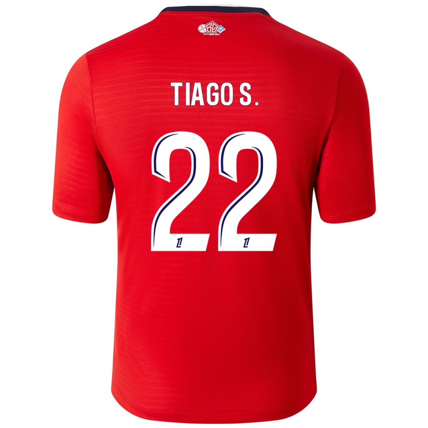 Kinder Tiago Santos #22 Rot Weiß Heimtrikot Trikot 2024/25 T-Shirt