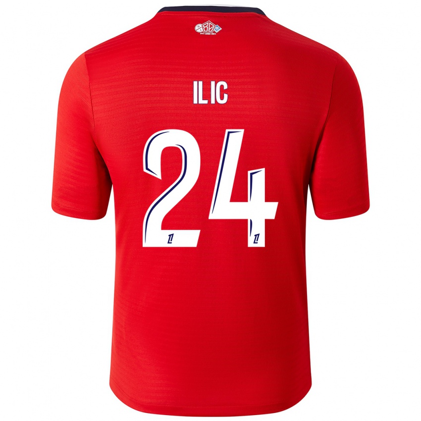 Kinder Andrej Ilic #24 Rot Weiß Heimtrikot Trikot 2024/25 T-Shirt