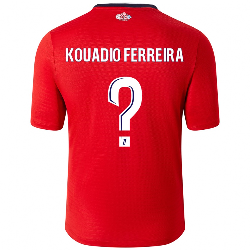 Kinder Wilfrid Kouadio Ferreira #0 Rot Weiß Heimtrikot Trikot 2024/25 T-Shirt