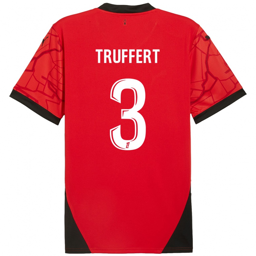 Kinder Adrien Truffert #3 Rot Schwarz Heimtrikot Trikot 2024/25 T-Shirt