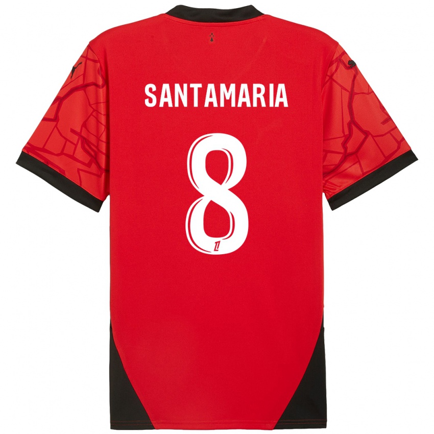 Kinder Baptiste Santamaria #8 Rot Schwarz Heimtrikot Trikot 2024/25 T-Shirt