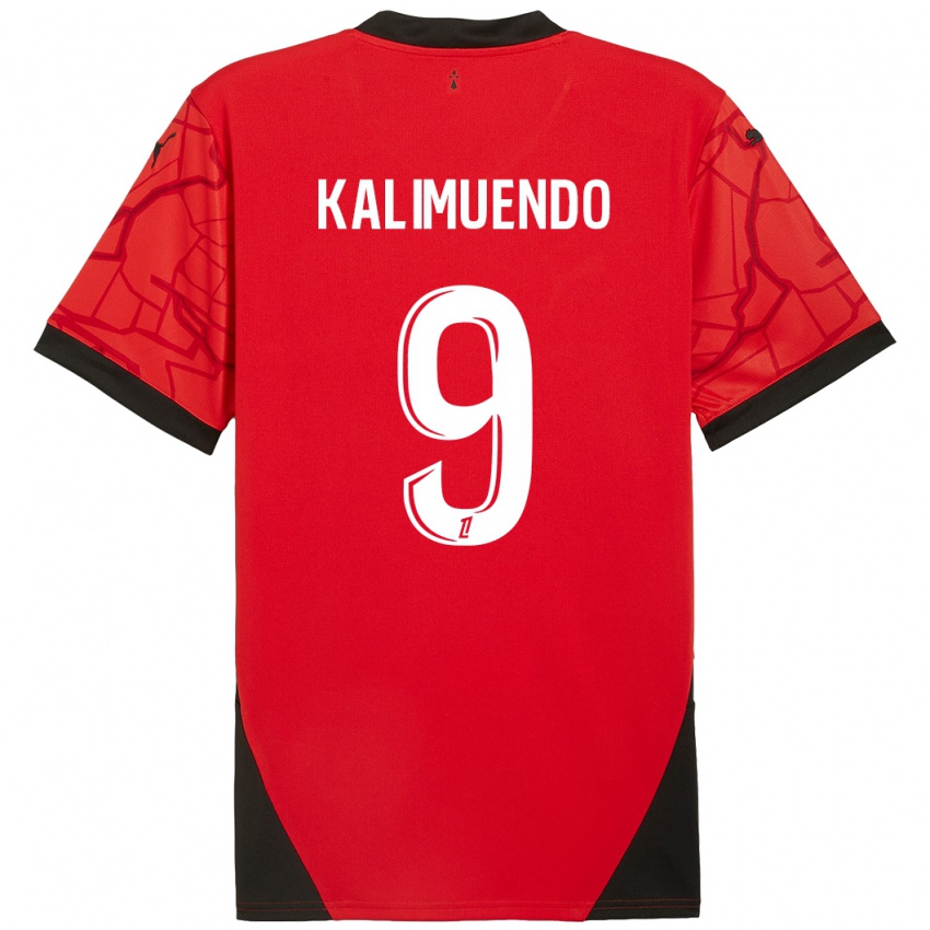 Kinder Arnaud Kalimuendo #9 Rot Schwarz Heimtrikot Trikot 2024/25 T-Shirt