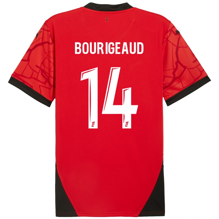 Kinder Benjamin Bourigeaud #14 Rot Schwarz Heimtrikot Trikot 2024/25 T-Shirt