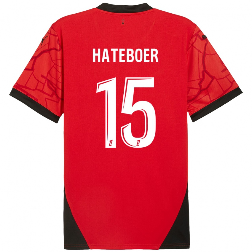 Kinder Hans Hateboer #15 Rot Schwarz Heimtrikot Trikot 2024/25 T-Shirt