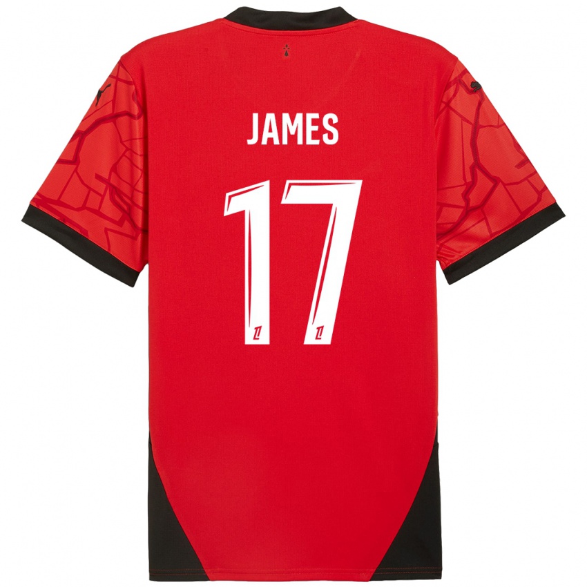 Kinder Jordan James #17 Rot Schwarz Heimtrikot Trikot 2024/25 T-Shirt