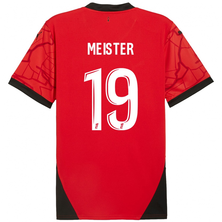 Kinder Henrik Meister #19 Rot Schwarz Heimtrikot Trikot 2024/25 T-Shirt