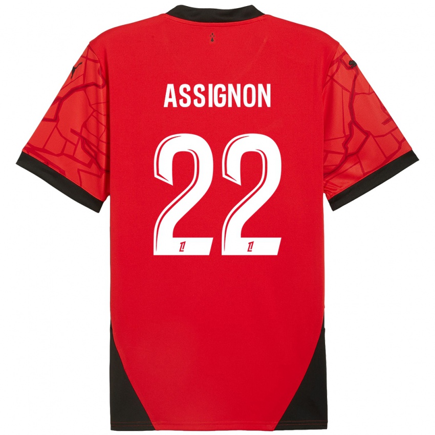 Kinder Lorenz Assignon #22 Rot Schwarz Heimtrikot Trikot 2024/25 T-Shirt