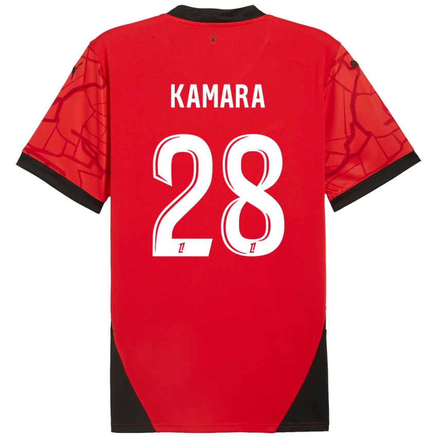 Kinder Glen Kamara #28 Rot Schwarz Heimtrikot Trikot 2024/25 T-Shirt