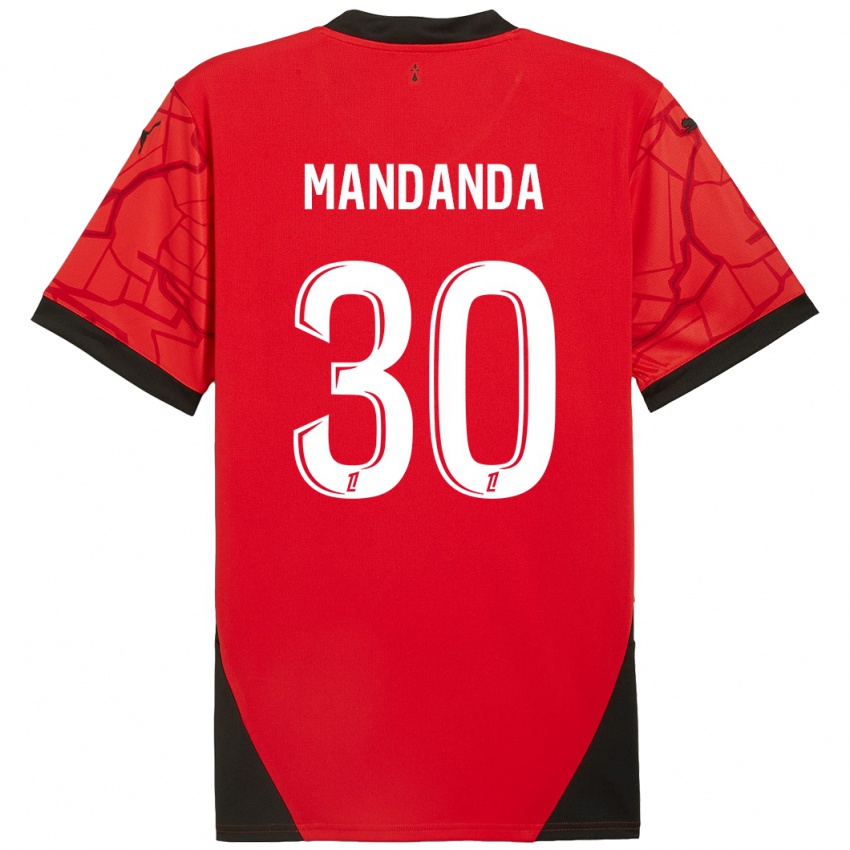 Kinder Steve Mandanda #30 Rot Schwarz Heimtrikot Trikot 2024/25 T-Shirt