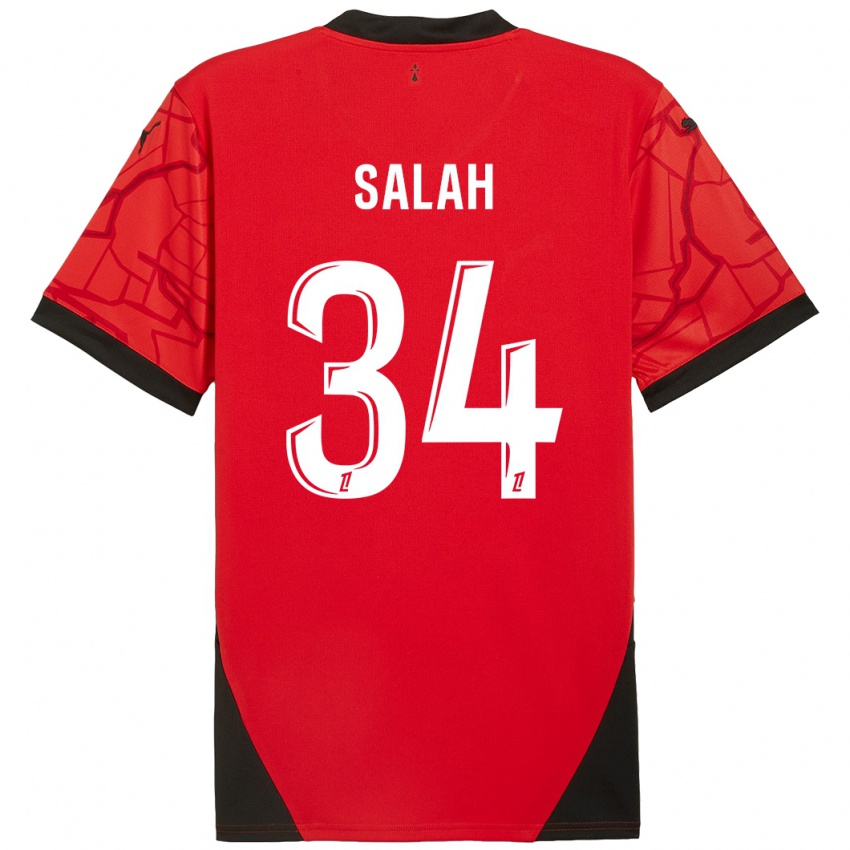 Kinder Ibrahim Salah #34 Rot Schwarz Heimtrikot Trikot 2024/25 T-Shirt