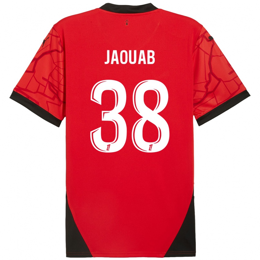 Kinder Mohamed Jaouab #38 Rot Schwarz Heimtrikot Trikot 2024/25 T-Shirt