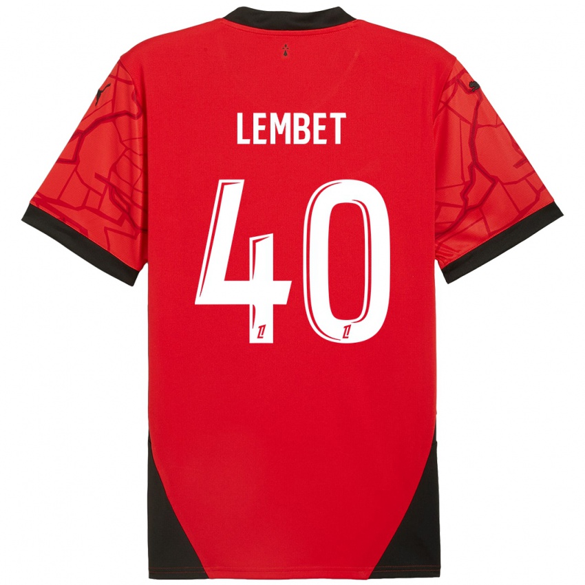 Kinder Geoffrey Lembet #40 Rot Schwarz Heimtrikot Trikot 2024/25 T-Shirt