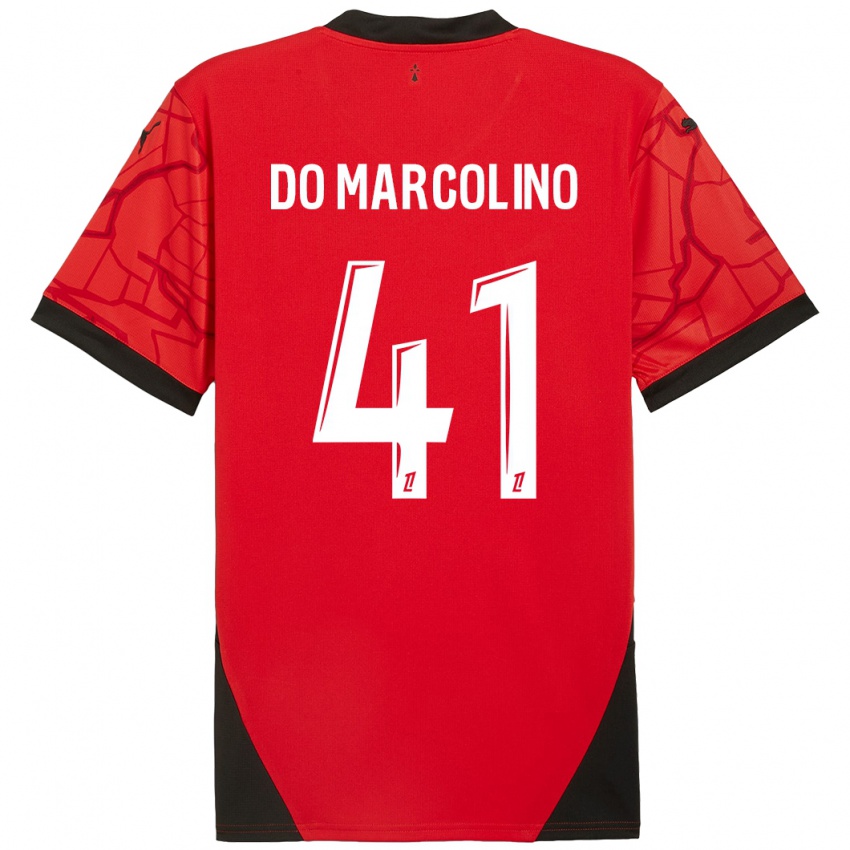 Kinder Alan Do Marcolino #41 Rot Schwarz Heimtrikot Trikot 2024/25 T-Shirt