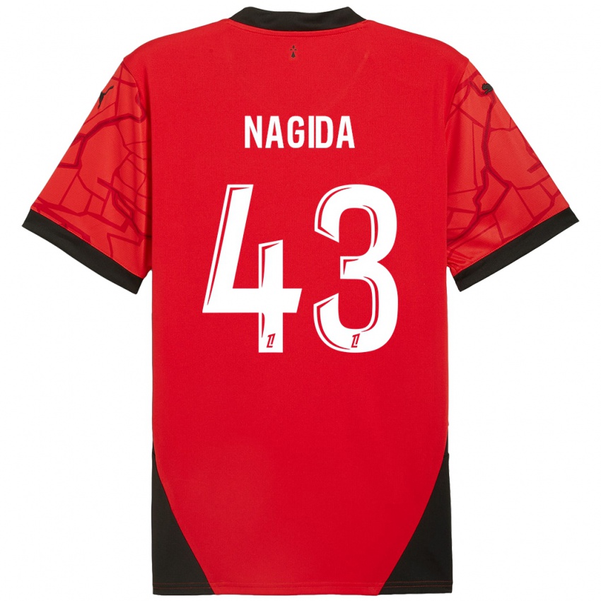 Kinder Mahamadou Nagida #43 Rot Schwarz Heimtrikot Trikot 2024/25 T-Shirt