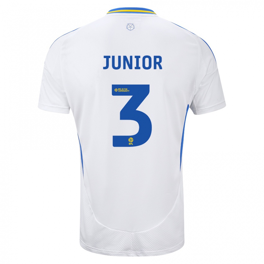 Kinder Junior Firpo #3 Weiß Blau Heimtrikot Trikot 2024/25 T-Shirt