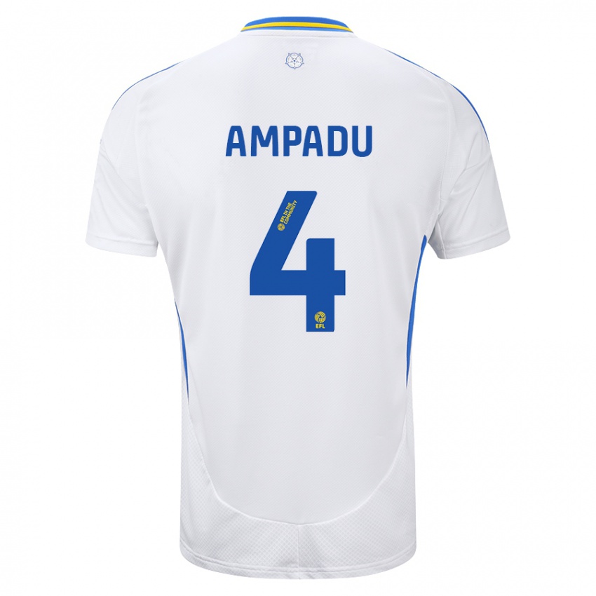 Kinder Ethan Ampadu #4 Weiß Blau Heimtrikot Trikot 2024/25 T-Shirt