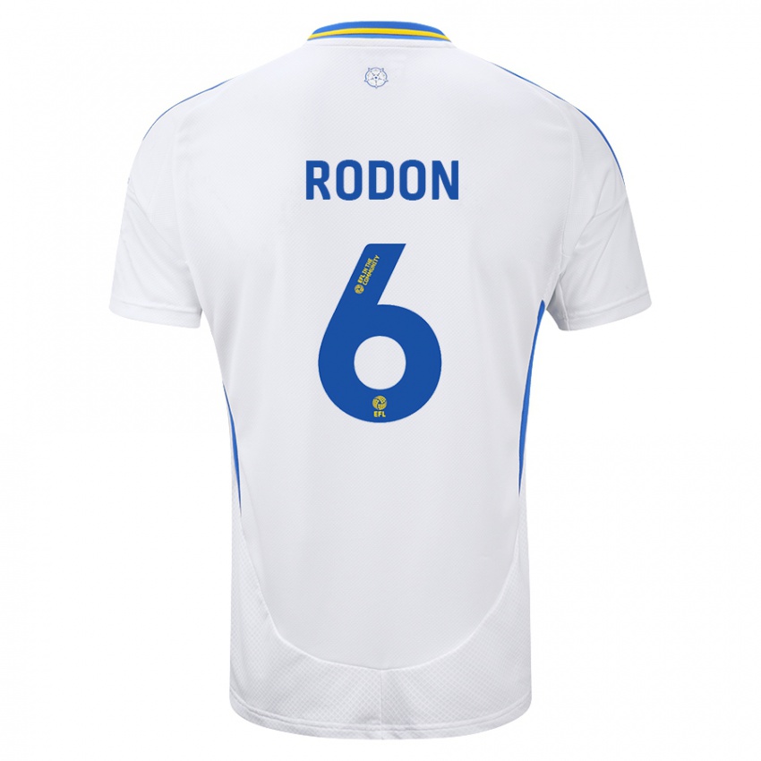 Kinder Joe Rodon #6 Weiß Blau Heimtrikot Trikot 2024/25 T-Shirt