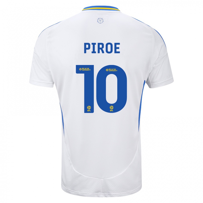 Kinder Joël Piroe #10 Weiß Blau Heimtrikot Trikot 2024/25 T-Shirt