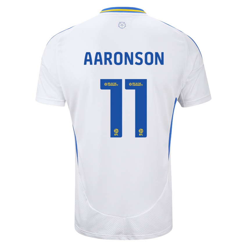 Kinder Brenden Aaronson #11 Weiß Blau Heimtrikot Trikot 2024/25 T-Shirt