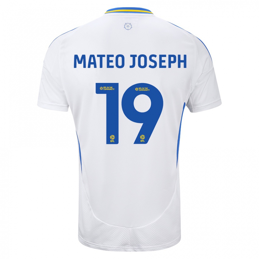 Kinder Mateo Joseph #19 Weiß Blau Heimtrikot Trikot 2024/25 T-Shirt