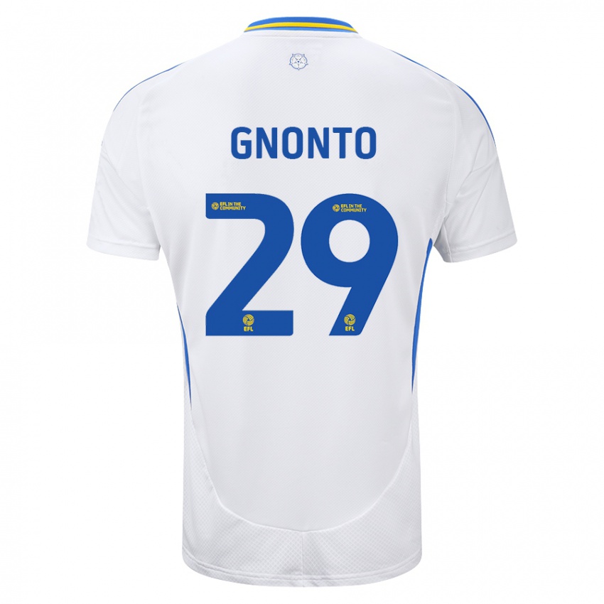 Kinder Wilfried Gnonto #29 Weiß Blau Heimtrikot Trikot 2024/25 T-Shirt