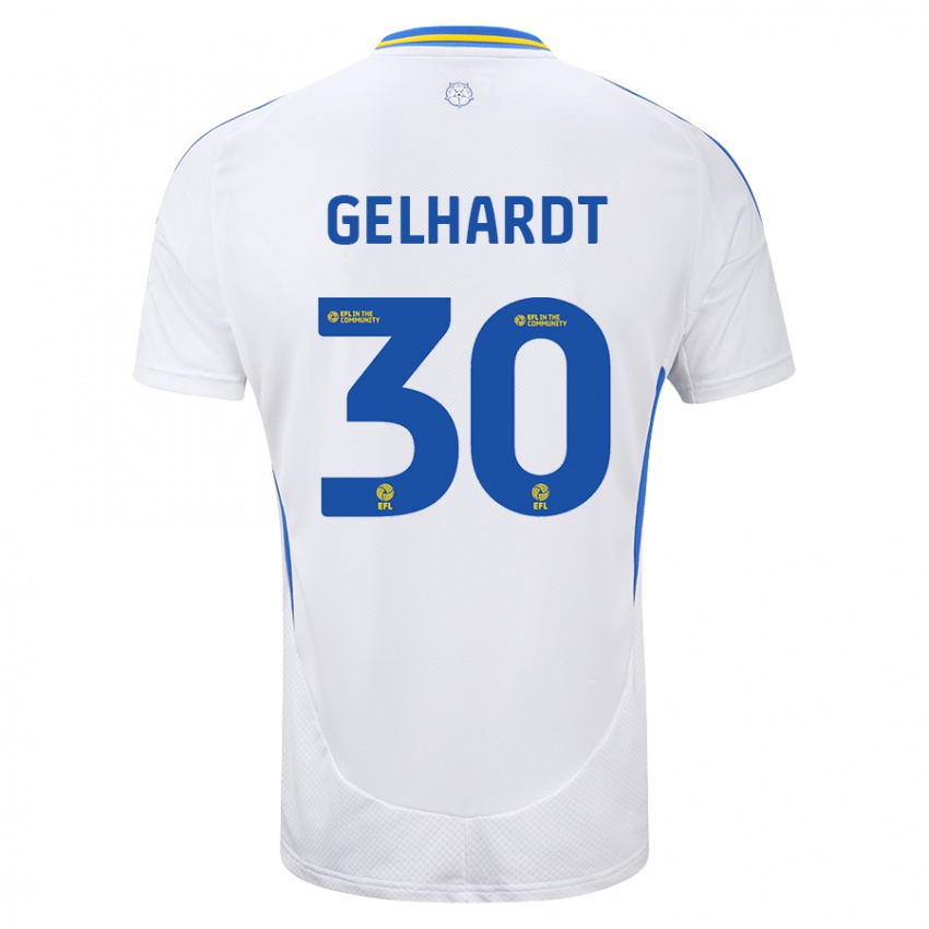 Kinder Joe Gelhardt #30 Weiß Blau Heimtrikot Trikot 2024/25 T-Shirt