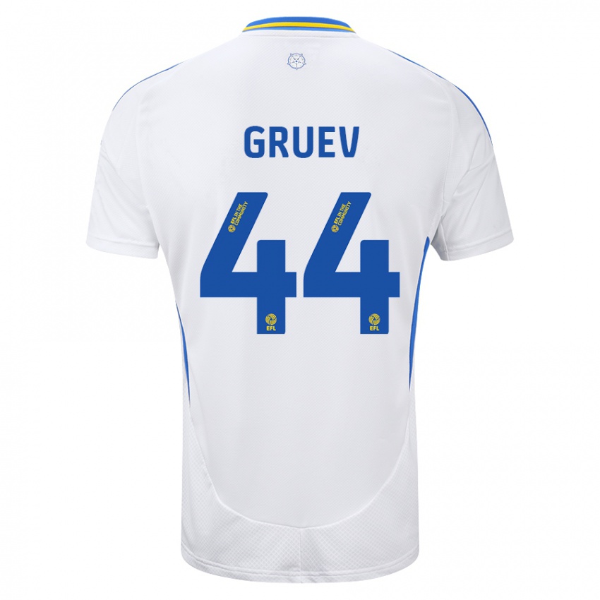 Kinder Ilia Gruev #44 Weiß Blau Heimtrikot Trikot 2024/25 T-Shirt