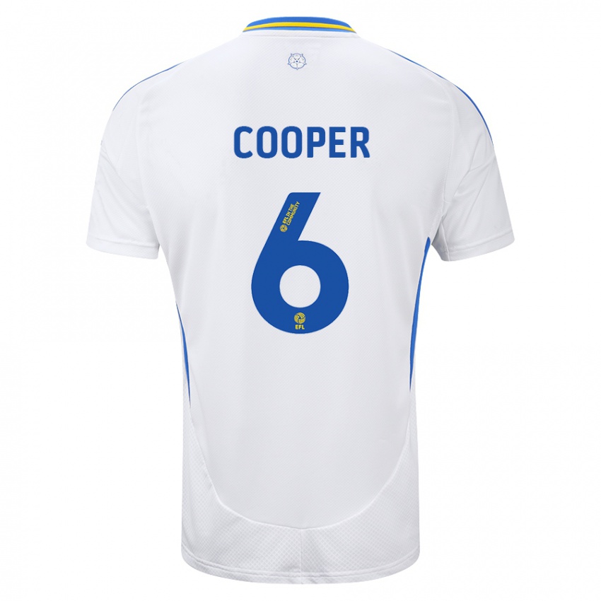 Kinder Liam Cooper #6 Weiß Blau Heimtrikot Trikot 2024/25 T-Shirt