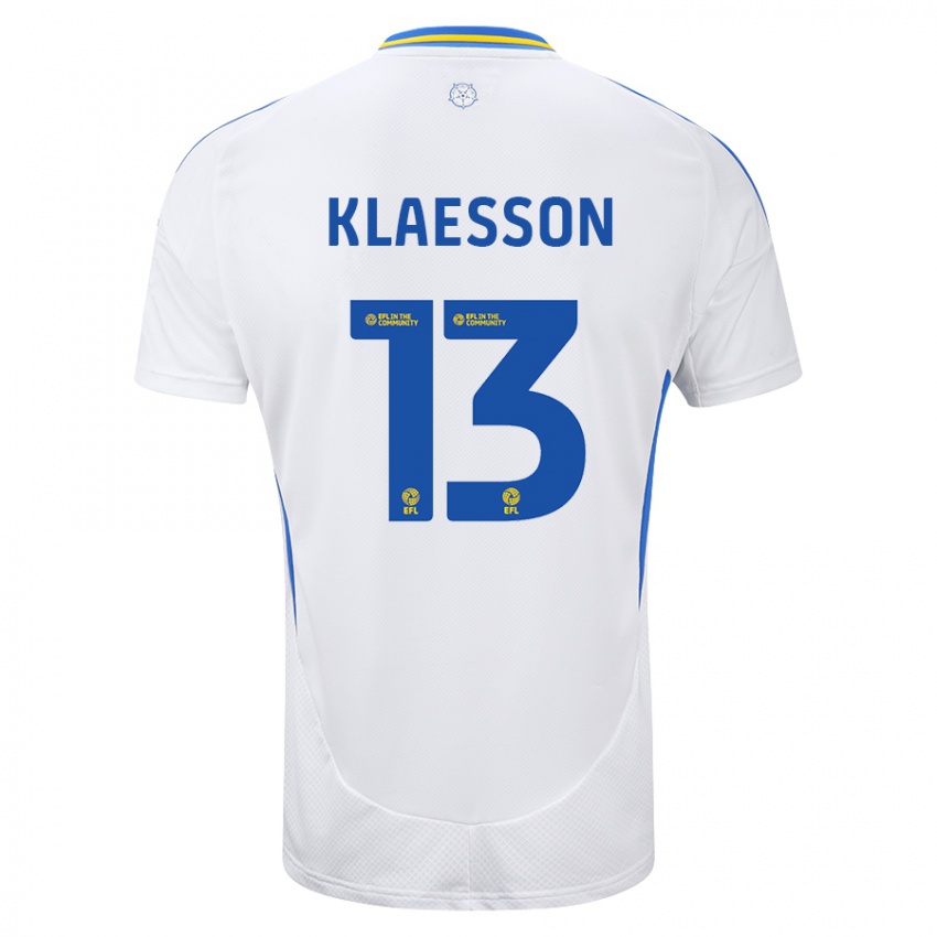 Kinder Kristoffer Klaesson #13 Weiß Blau Heimtrikot Trikot 2024/25 T-Shirt