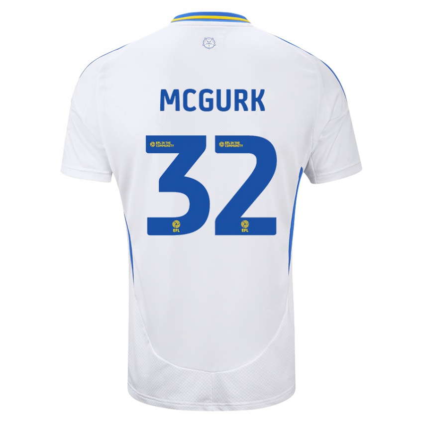 Kinder Sean Mcgurk #32 Weiß Blau Heimtrikot Trikot 2024/25 T-Shirt