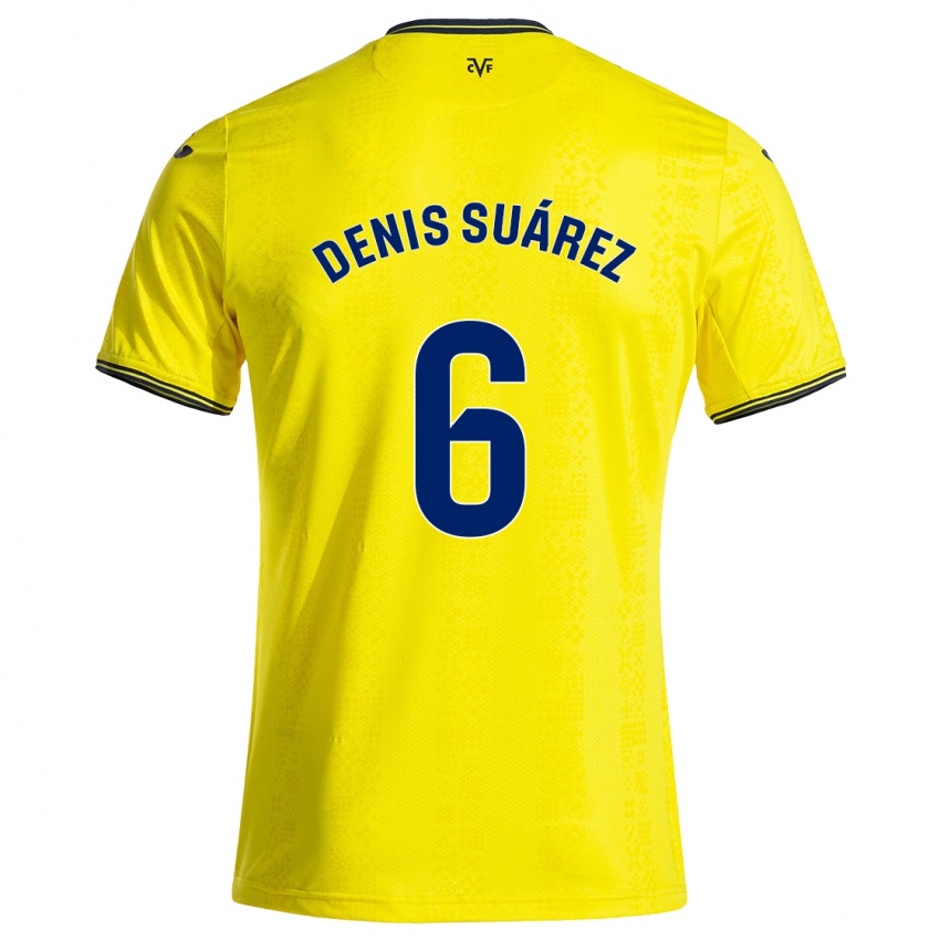 Kinder Denis Suárez #6 Gelb Schwarz Heimtrikot Trikot 2024/25 T-Shirt