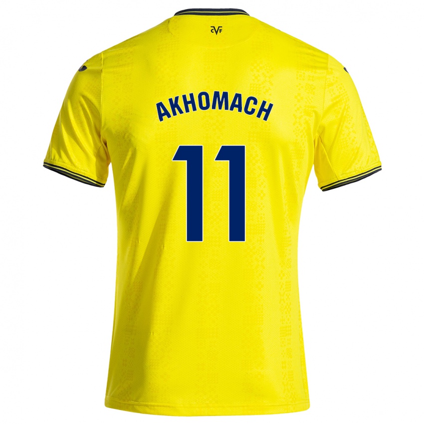 Kinder Ilias Akhomach #11 Gelb Schwarz Heimtrikot Trikot 2024/25 T-Shirt