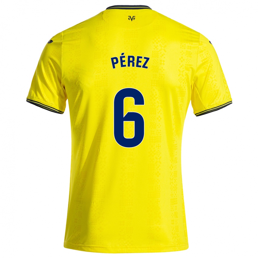 Kinder Hugo Pérez #6 Gelb Schwarz Heimtrikot Trikot 2024/25 T-Shirt