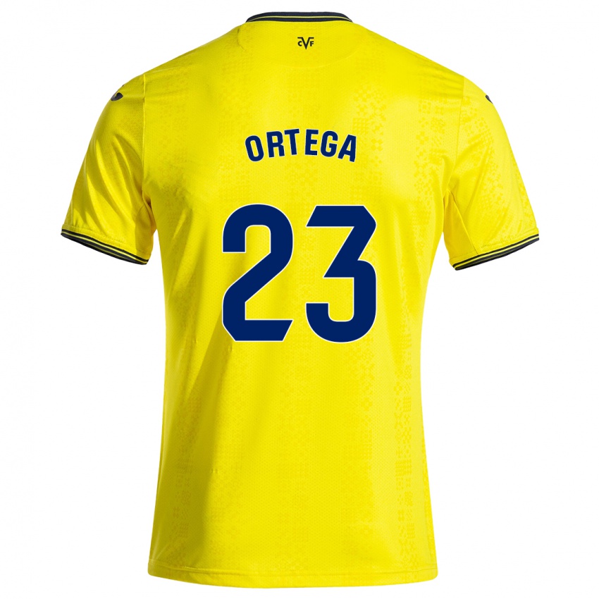 Kinder Jordi Ortega #23 Gelb Schwarz Heimtrikot Trikot 2024/25 T-Shirt