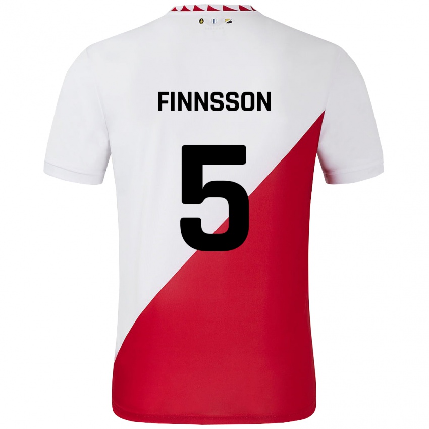 Kinder Kolbeinn Finnsson #5 Weiß Rot Heimtrikot Trikot 2024/25 T-Shirt