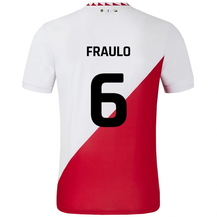 Kinder Oscar Fraulo #6 Weiß Rot Heimtrikot Trikot 2024/25 T-Shirt