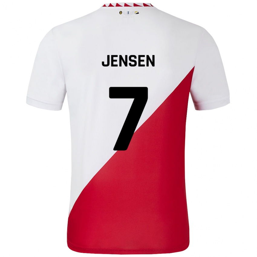 Kinder Victor Jensen #7 Weiß Rot Heimtrikot Trikot 2024/25 T-Shirt