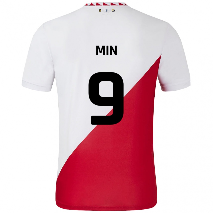 Kinder David Min #9 Weiß Rot Heimtrikot Trikot 2024/25 T-Shirt